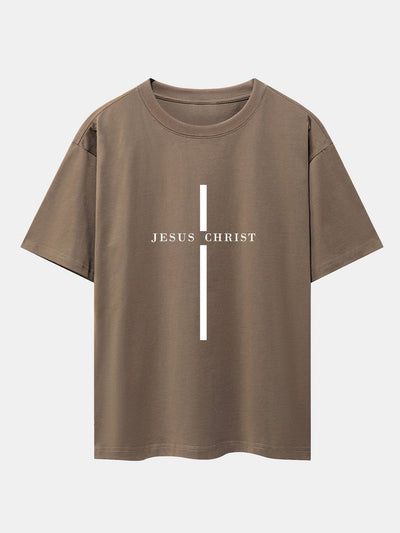 Jesus Christ Stripe Print Drop Shoulder Oversize T-Shirt