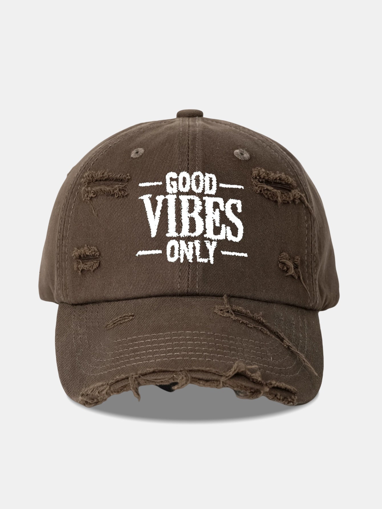 Good Vibes Only Embroidered Distressed Old Baseball Cap