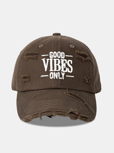Good Vibes Only Embroidered Distressed Old Baseball Cap