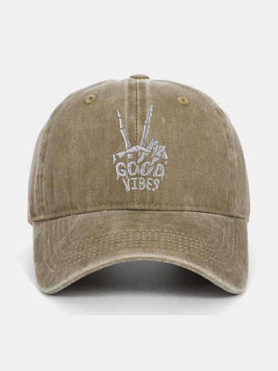 Skull Embroidery Pattern Vintage Distressed Washable Baseball Cap
