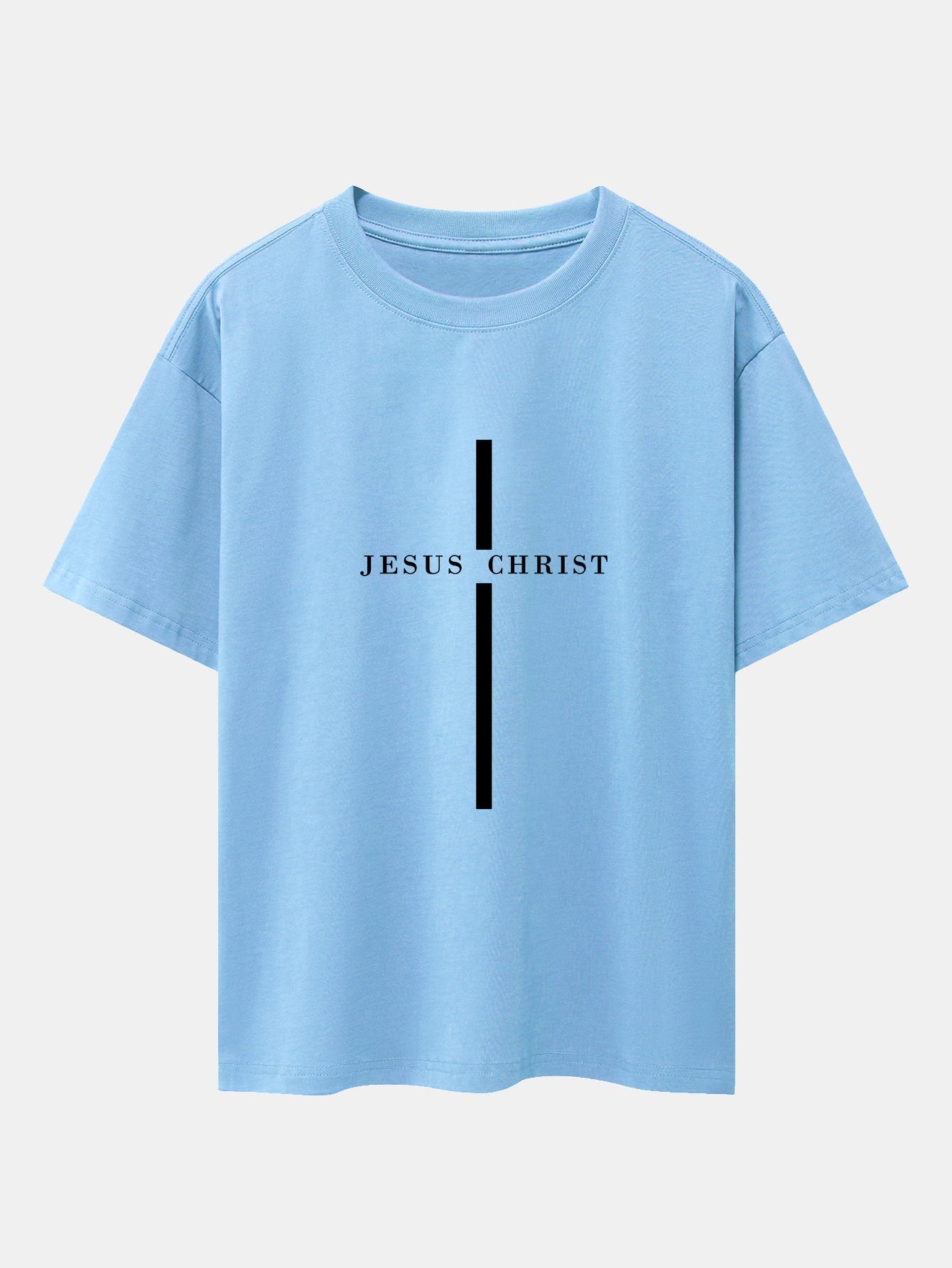 Jesus Christ Stripe Print Drop Shoulder Oversize T-Shirt