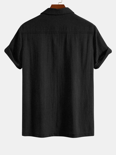Linen Look Patchwork Bowling Shirt