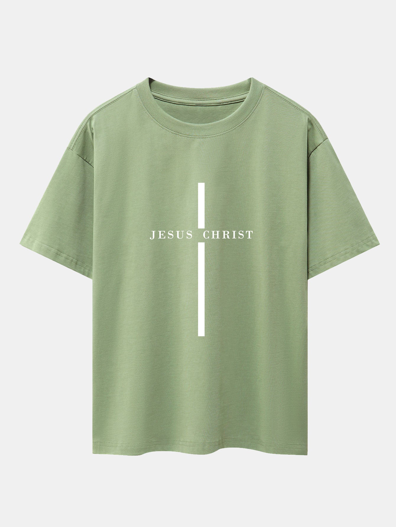 Jesus Christ Stripe Print Drop Shoulder Oversize T-Shirt