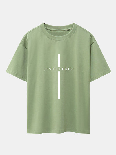 Jesus Christ Stripe Print Drop Shoulder Oversize T-Shirt