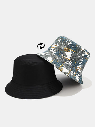 Double Side Reversible Palm Tree Pattern Bucket Hat
