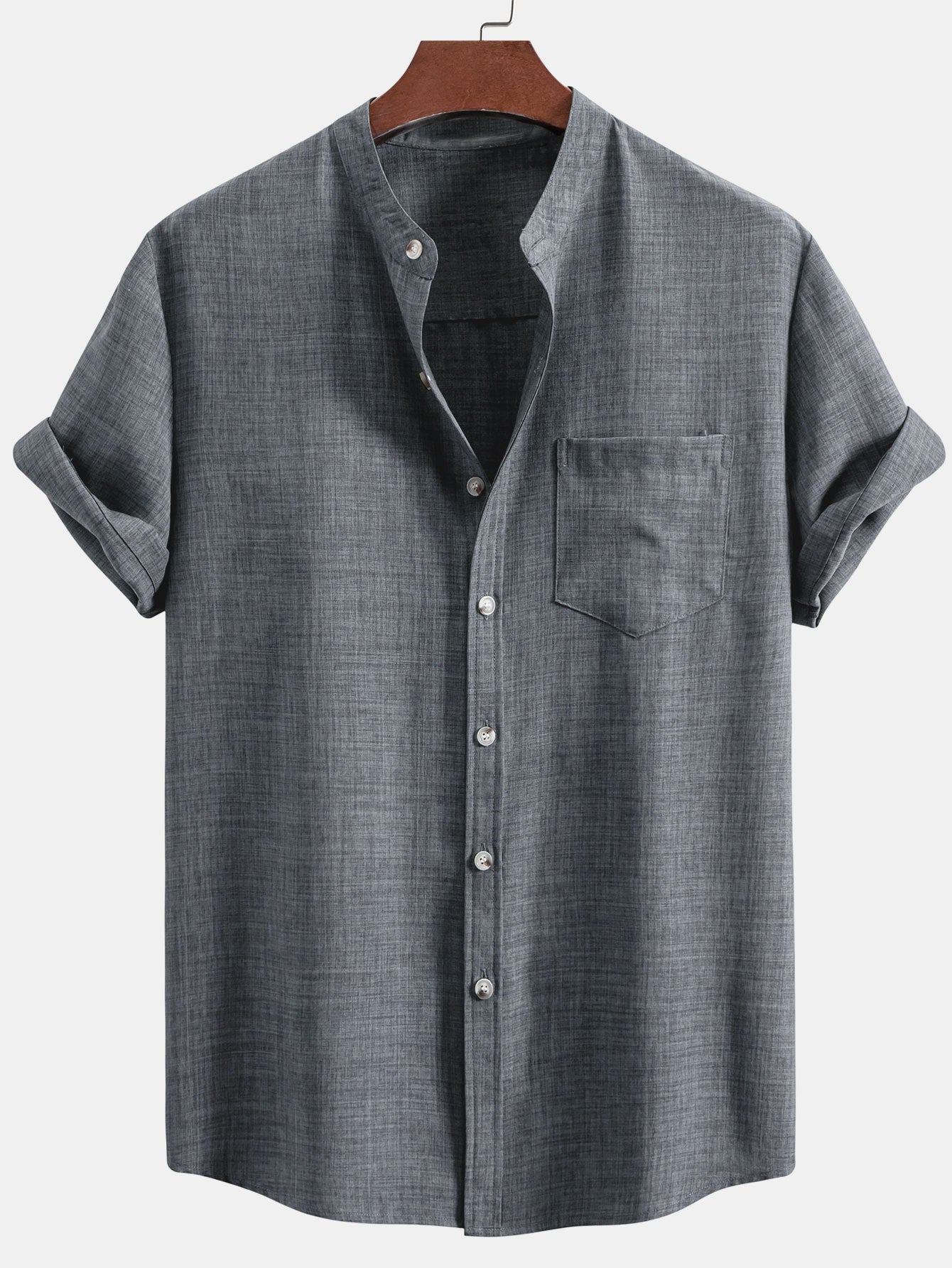 Short Sleeve Stand Collar Shirt