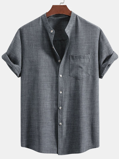 Short Sleeve Stand Collar Shirt