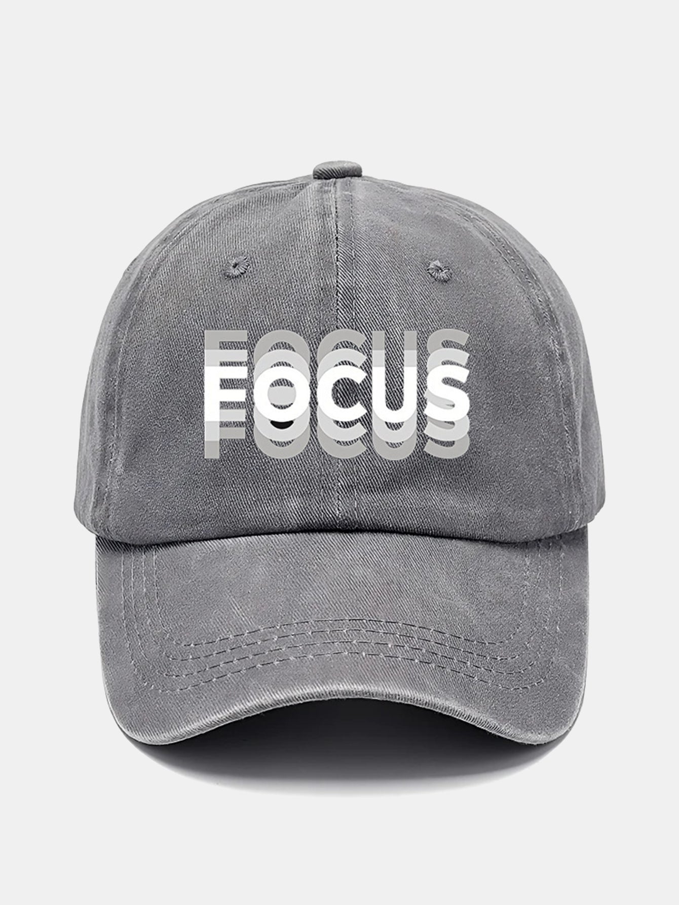Focus Print Gradient Effect Washed Baseball Cap