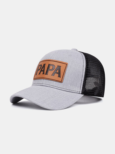 PAPA Faux Leather Label Baseball Cap