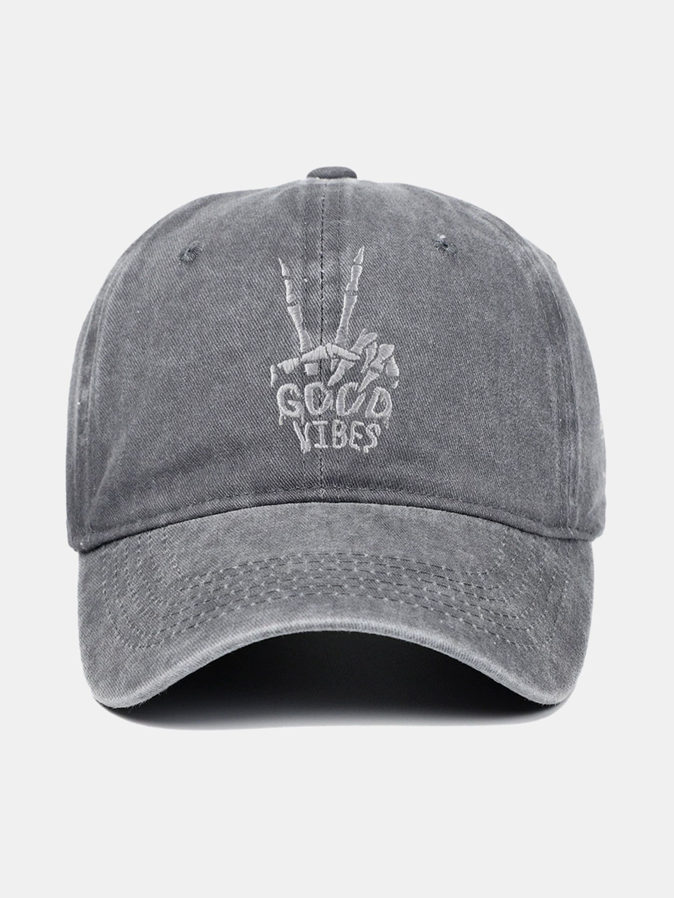 Skull Embroidery Pattern Vintage Distressed Washable Baseball Cap