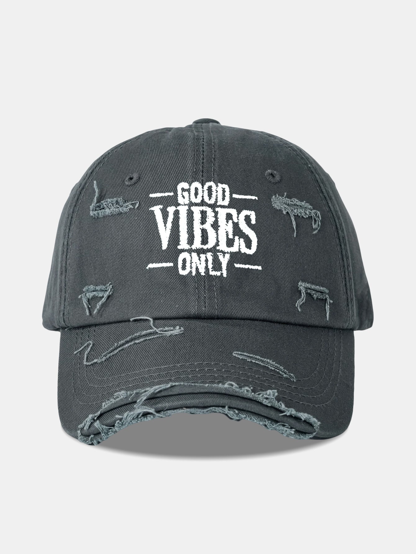 Good Vibes Only Embroidered Distressed Old Baseball Cap
