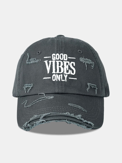 Good Vibes Only Embroidered Distressed Old Baseball Cap