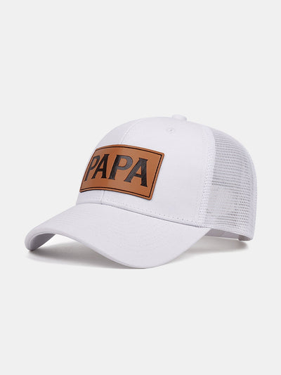 PAPA Faux Leather Label Baseball Cap