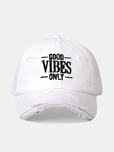 Good Vibes Only Embroidered Distressed Old Baseball Cap