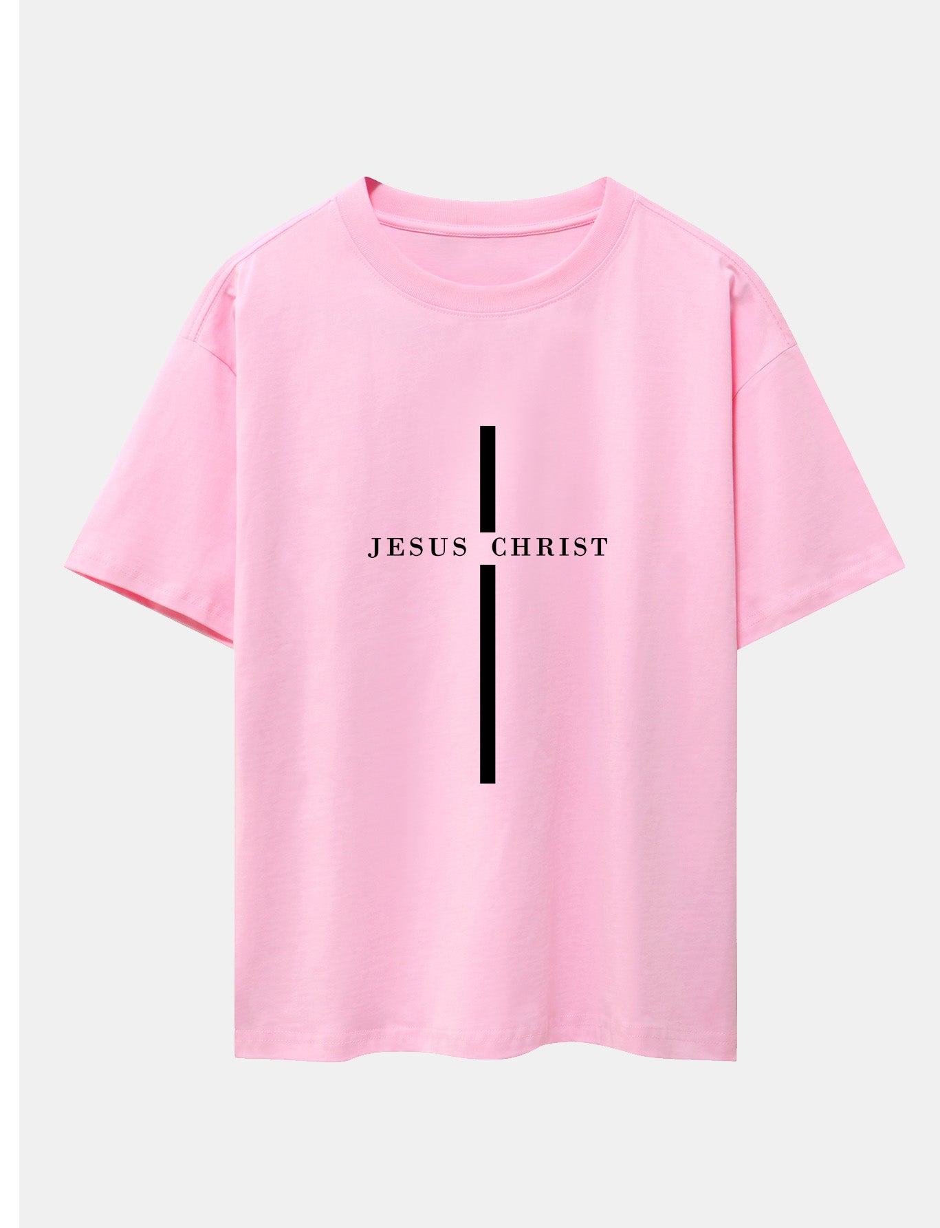 Jesus Christ Stripe Print Drop Shoulder Oversize T-Shirt