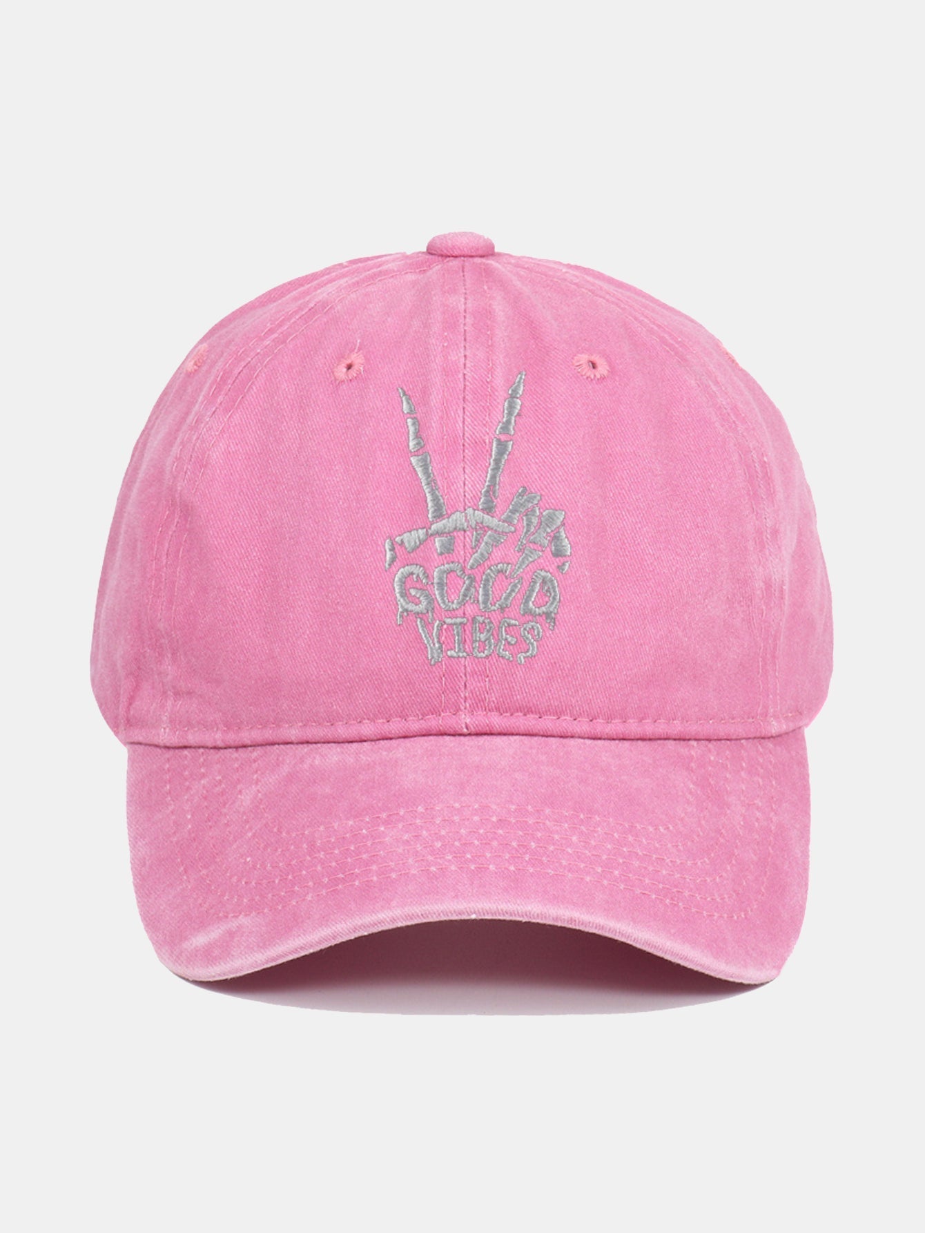 Skull Embroidery Pattern Vintage Distressed Washable Baseball Cap