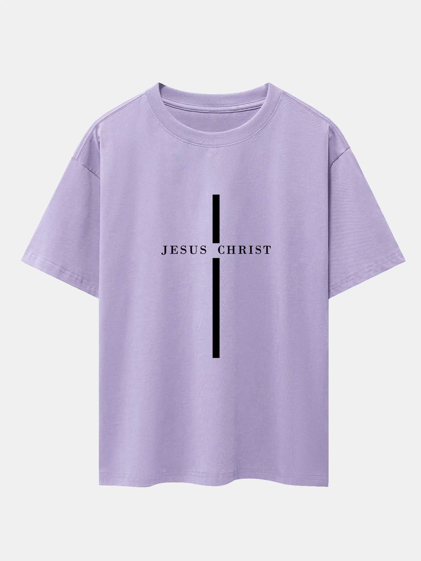 Jesus Christ Stripe Print Drop Shoulder Oversize T-Shirt