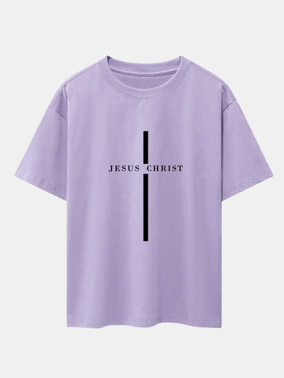 Jesus Christ Stripe Print Drop Shoulder Oversize T-Shirt
