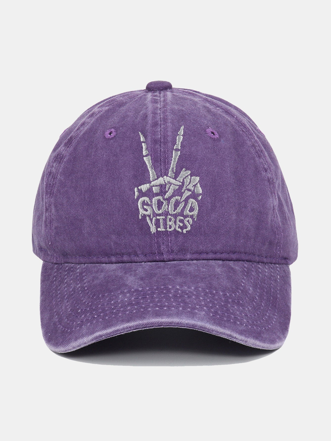 Skull Embroidery Pattern Vintage Distressed Washable Baseball Cap