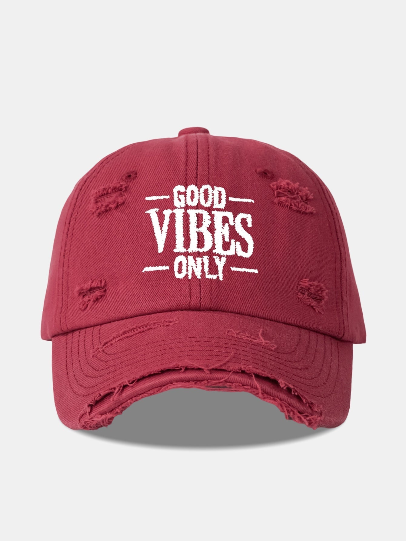 Good Vibes Only Embroidered Distressed Old Baseball Cap