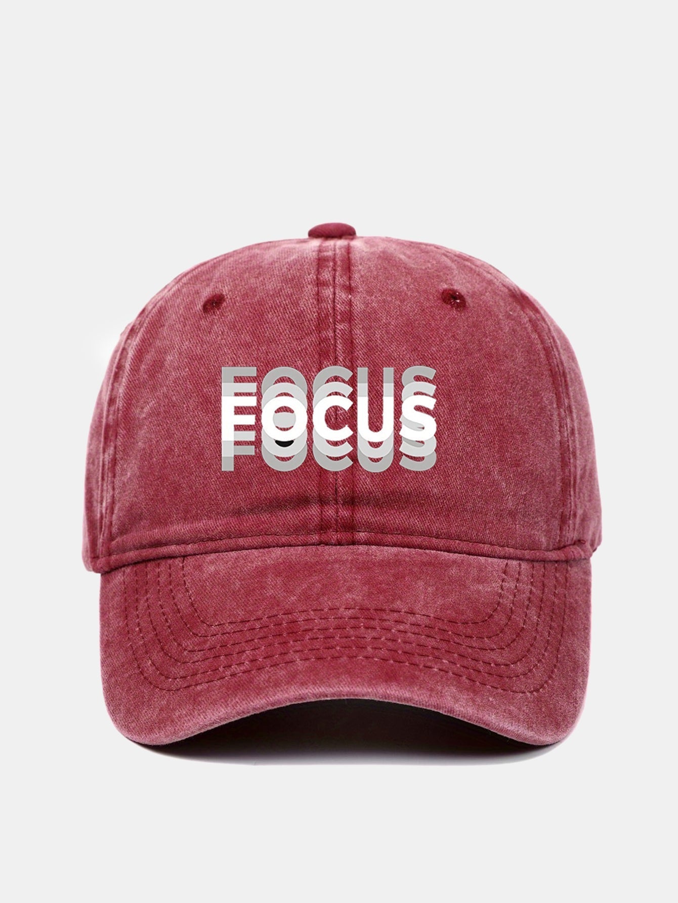 Focus Print Gradient Effect Washed Baseball Cap
