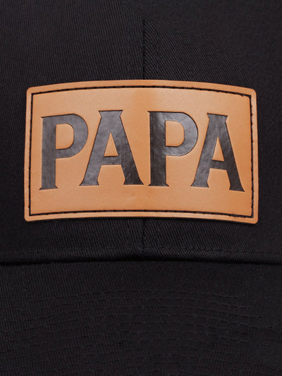 PAPA Faux Leather Label Baseball Cap