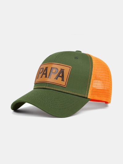 PAPA Faux Leather Label Baseball Cap