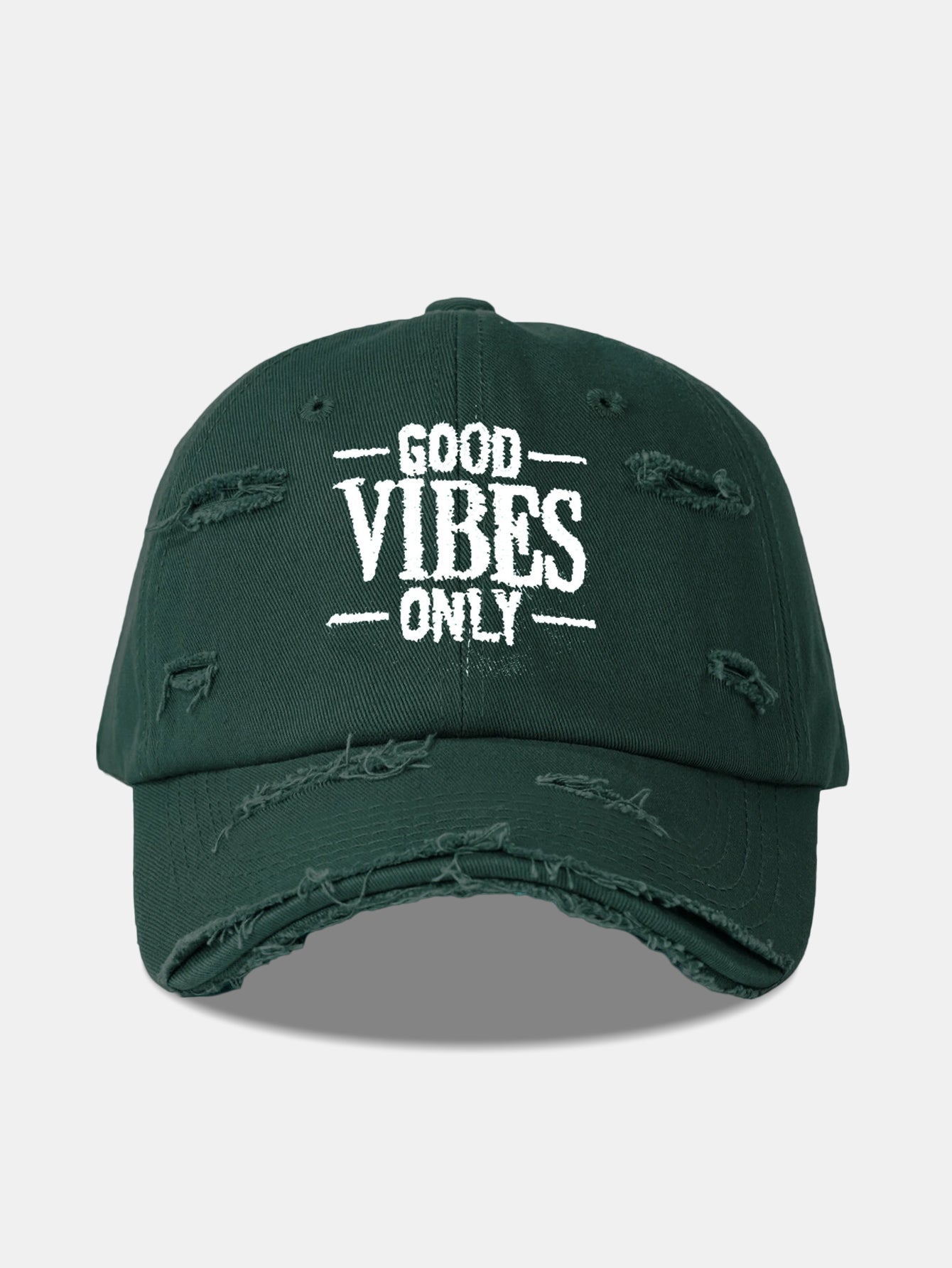 Good Vibes Only Embroidered Distressed Old Baseball Cap