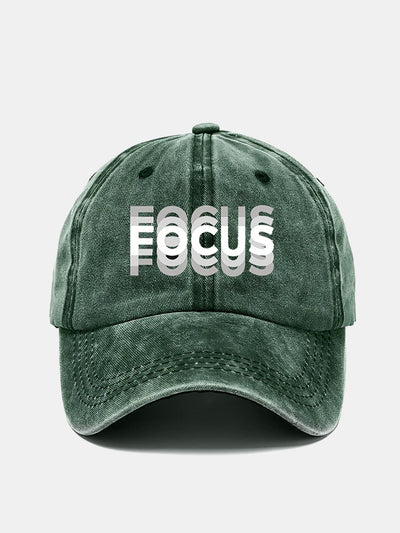 Focus Print Gradient Effect Washed Baseball Cap