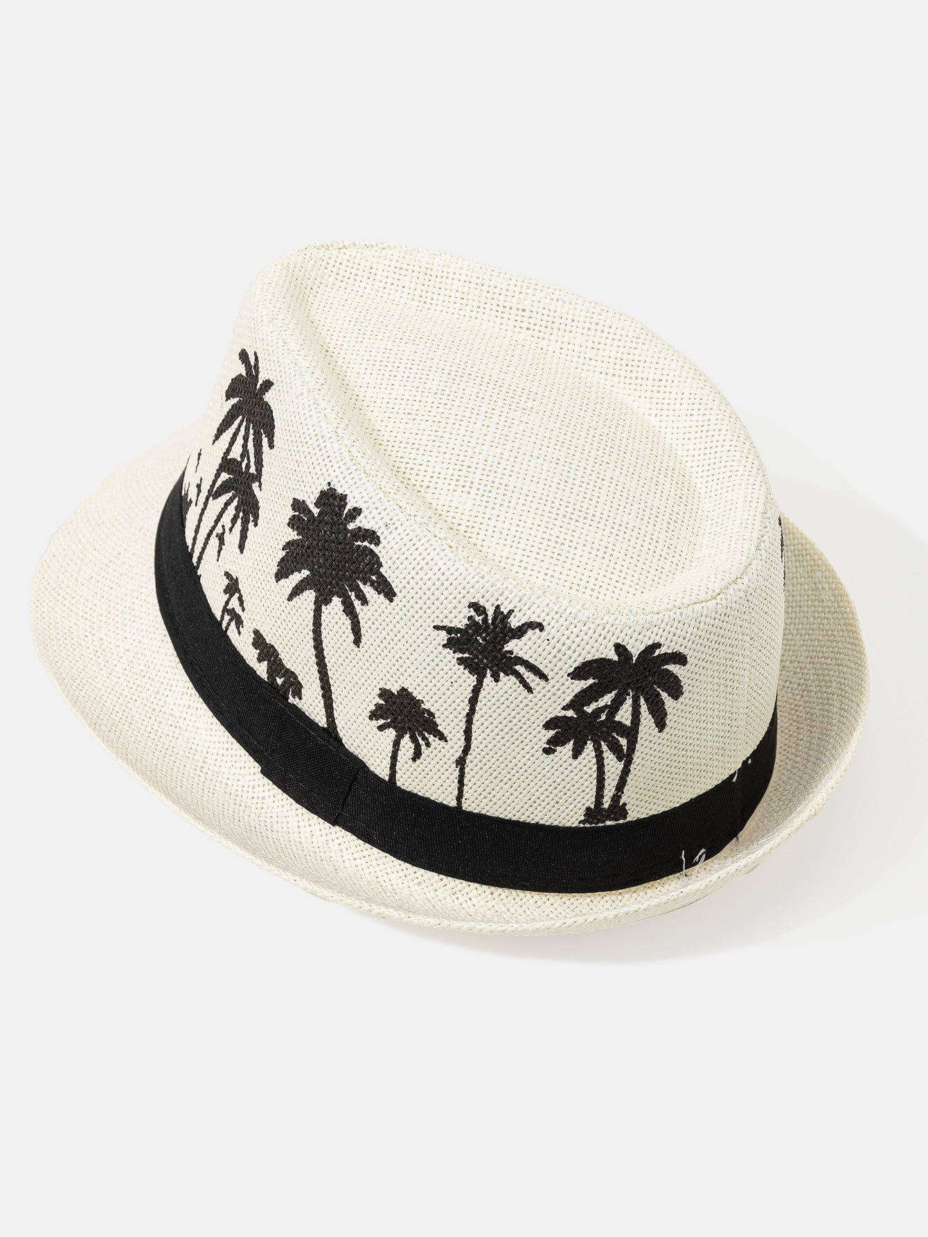 Palm Tree Print Breathable Straw Hat