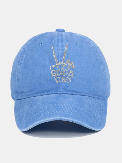 Skull Embroidery Pattern Vintage Distressed Washable Baseball Cap