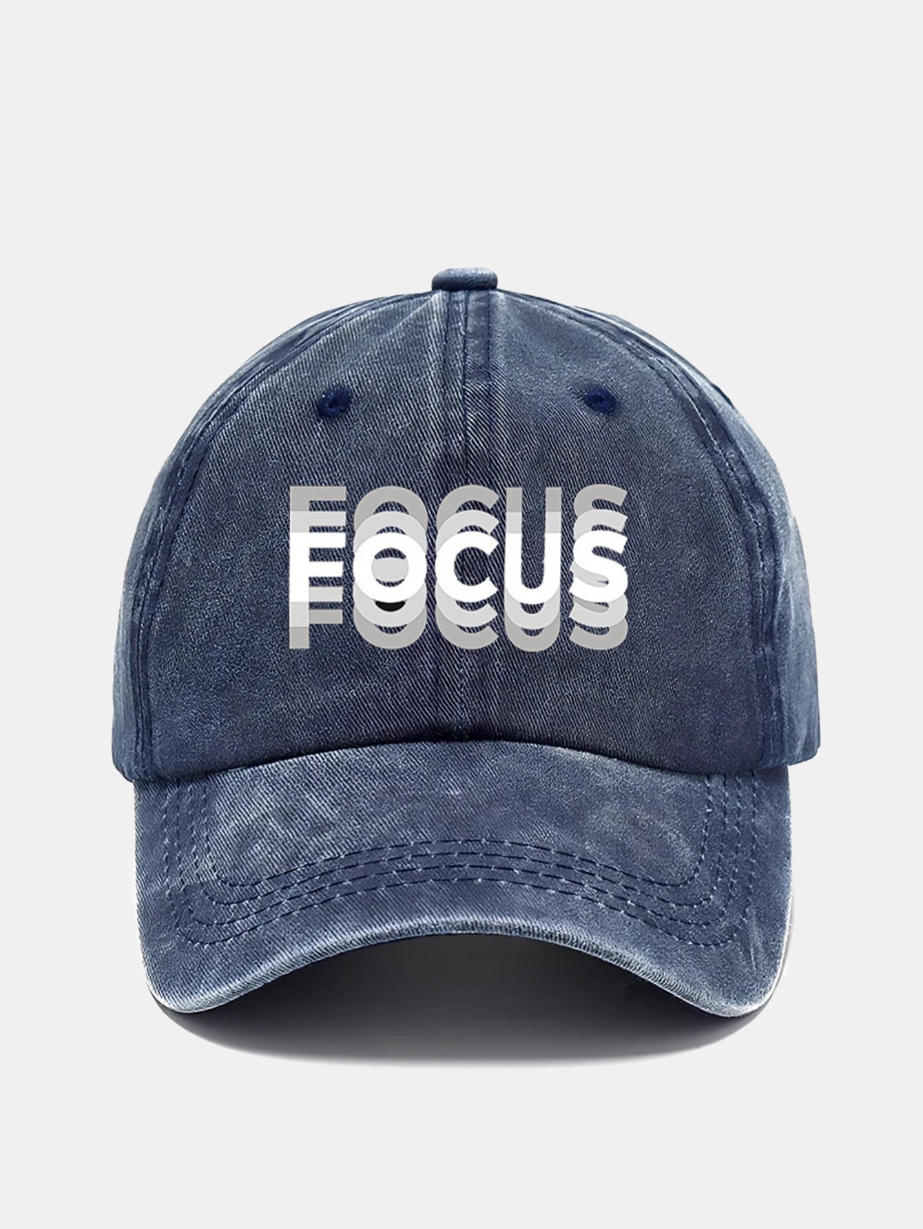 Focus Print Gradient Effect Washed Baseball Cap