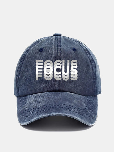 Focus Print Gradient Effect Washed Baseball Cap