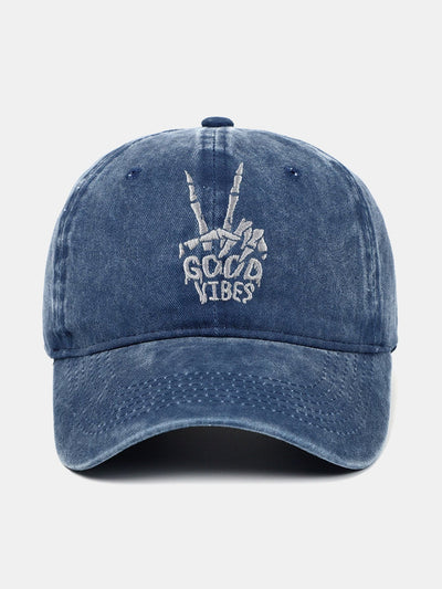 Skull Embroidery Pattern Vintage Distressed Washable Baseball Cap