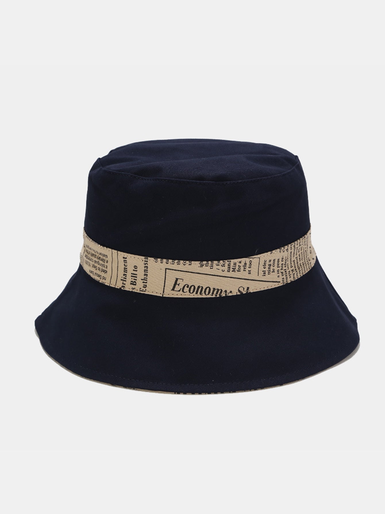 Newspaper Print Double Side Reversible Bucket Hat