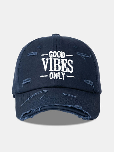Good Vibes Only Embroidered Distressed Old Baseball Cap