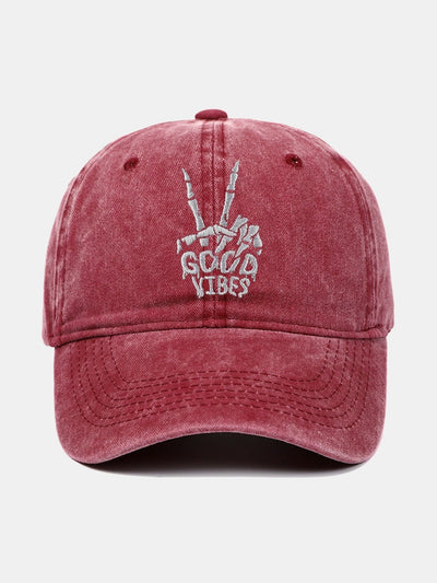 Skull Embroidery Pattern Vintage Distressed Washable Baseball Cap