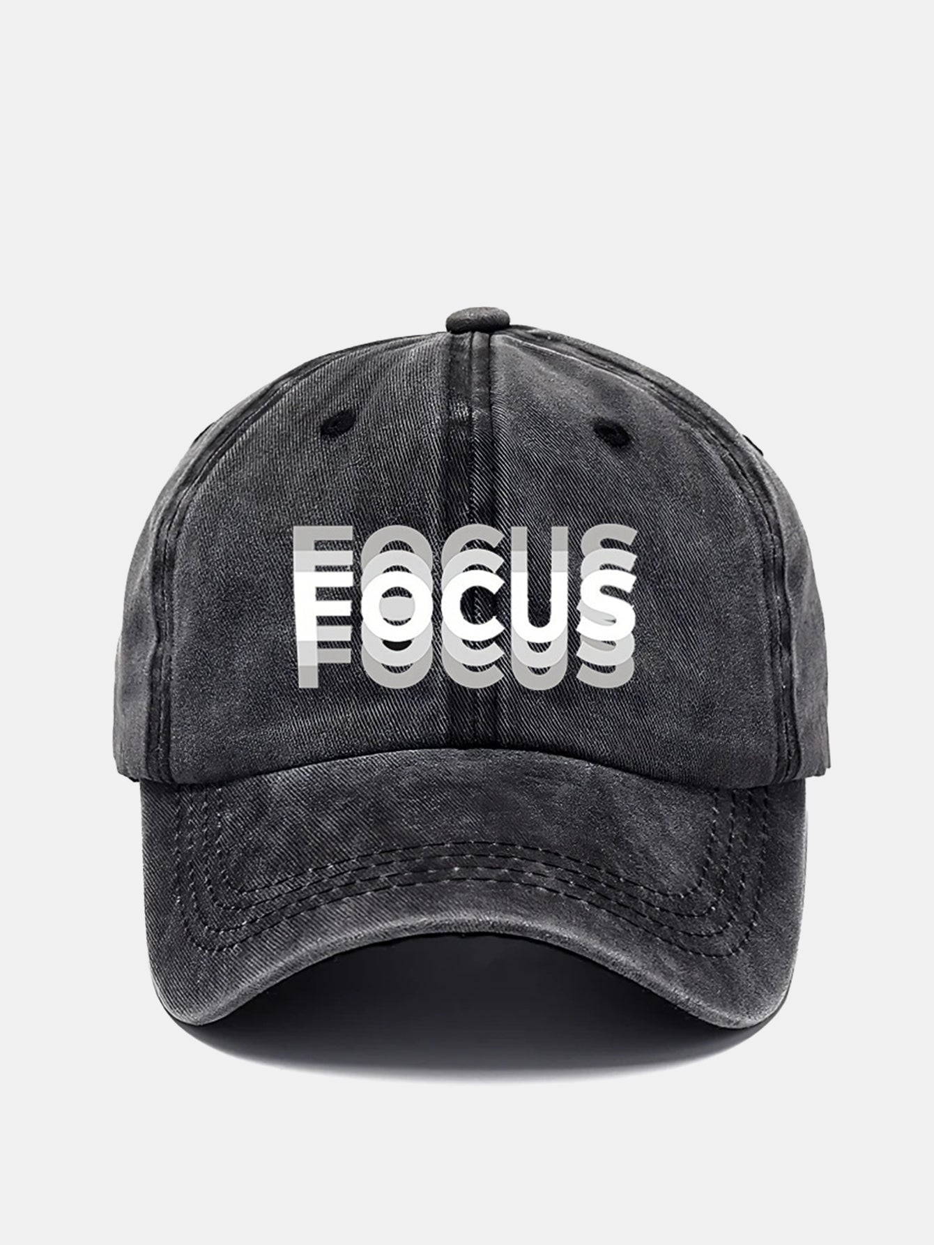 Focus Print Gradient Effect Washed Baseball Cap
