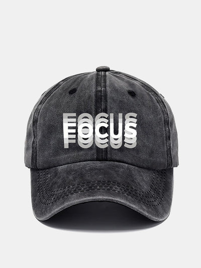 Focus Print Gradient Effect Washed Baseball Cap