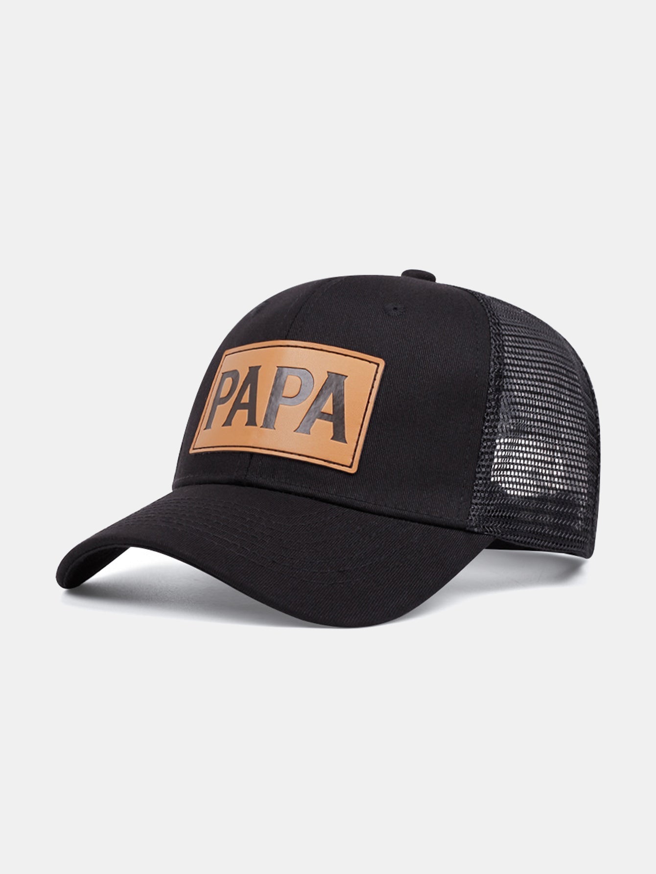 PAPA Faux Leather Label Baseball Cap