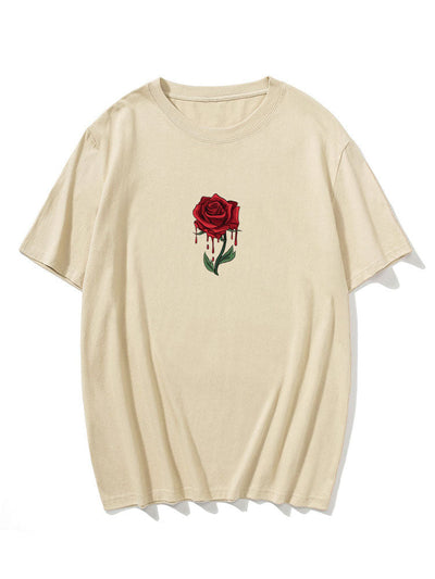Drip Rose Print T-Shirt