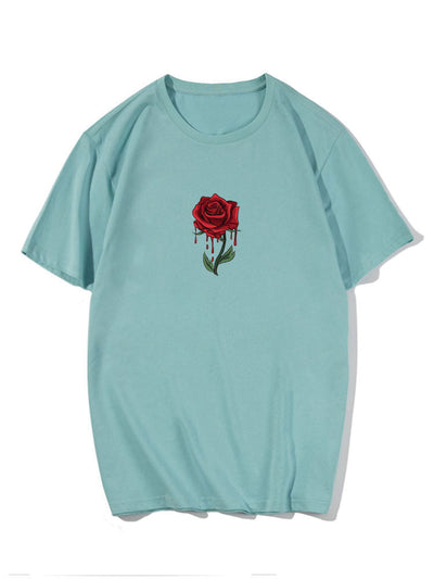 Drip Rose Print T-Shirt
