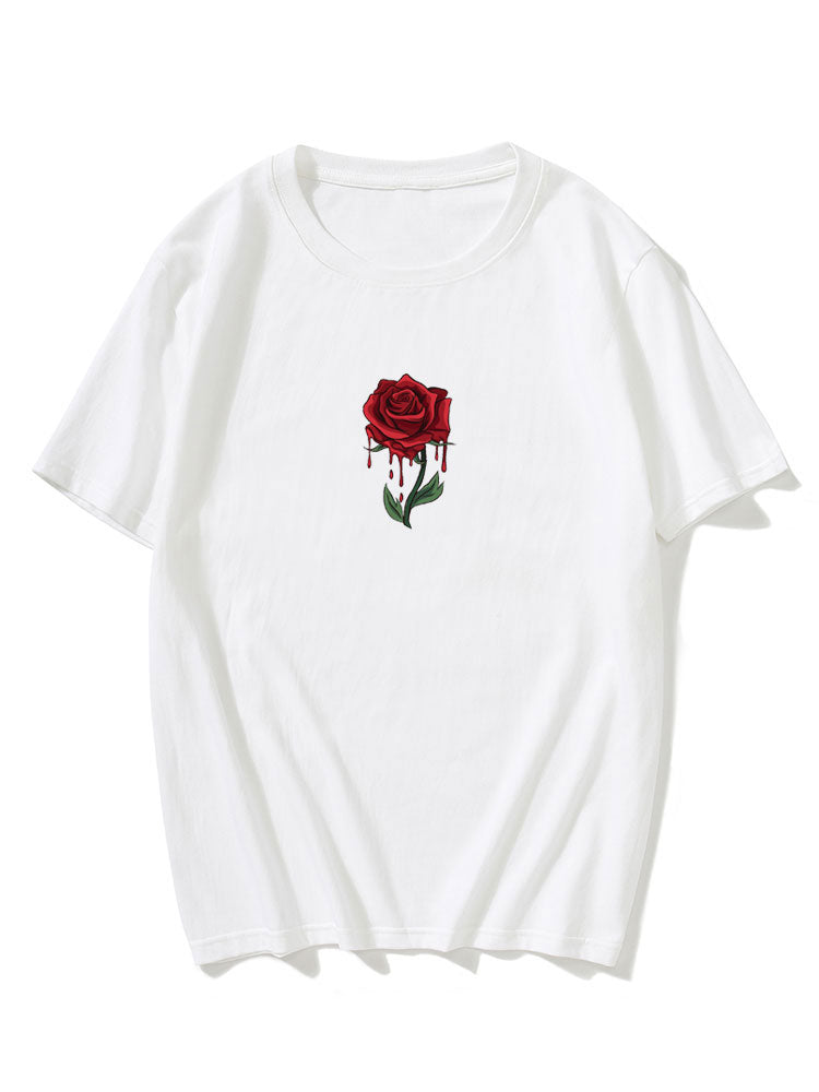 Drip Rose Print T-Shirt