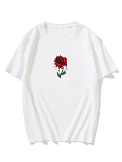 Drip Rose Print T-Shirt