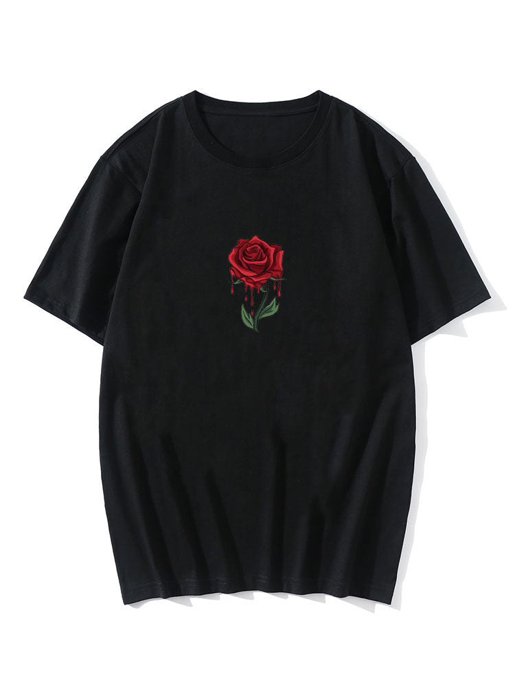 Drip Rose Print T-Shirt