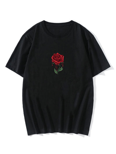Drip Rose Print T-Shirt