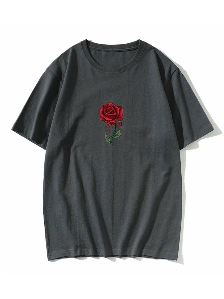 Drip Rose Print T-Shirt