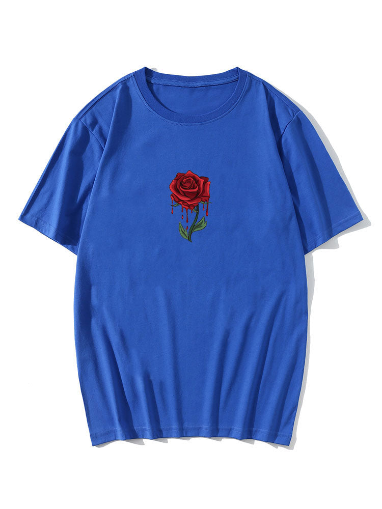 Drip Rose Print T-Shirt
