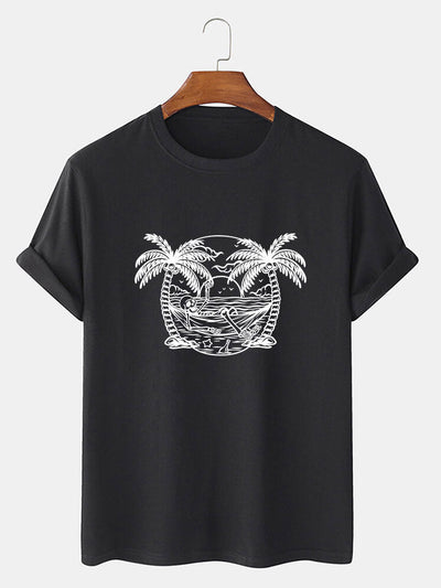 Skeleton On Vacation Print T-Shirt