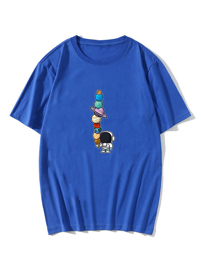 Cartoon Astronaut Print T-Shirt